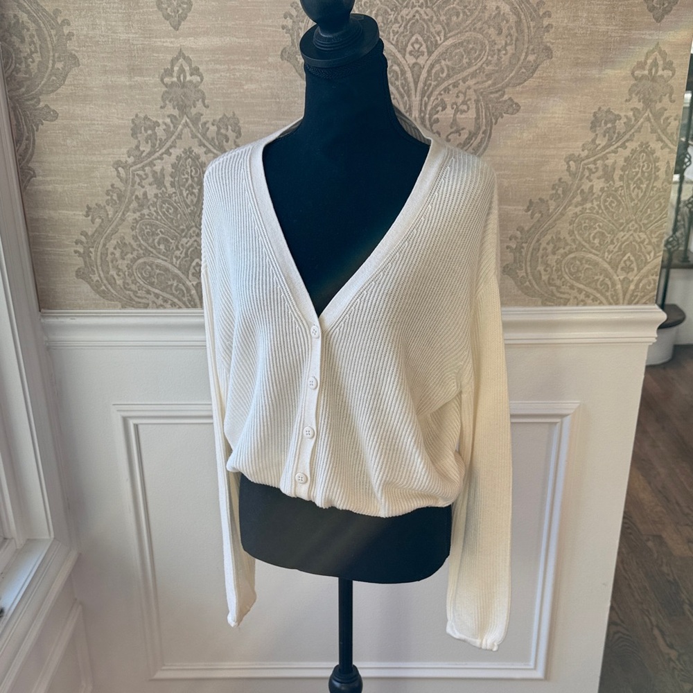 Splendid Collection Bri Cream Button-Up Cardigan Cashmere-Blend Size Small